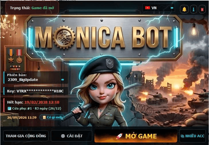 Giao diện Monica Bot Last War
